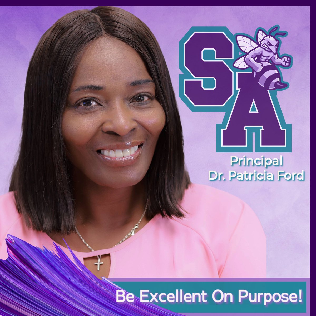 🗣️Happy Principal’s Day! 💜🩵 We are extremely grateful for our principal, Dr. Ford! She is a leader who consistently focuses on excellence, and reminds us each day to be excellent on purpose! On this day please know that We Love You, Dr. Ford!!!! 💜🩵🤗