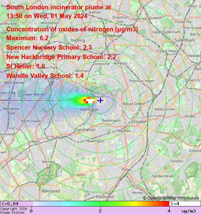 Latest South London incinerator plume plot, 13:50 01/05/24 #StHelier #BeddingtonCorner #Rosehill plumeplotter.com/southlondon/
