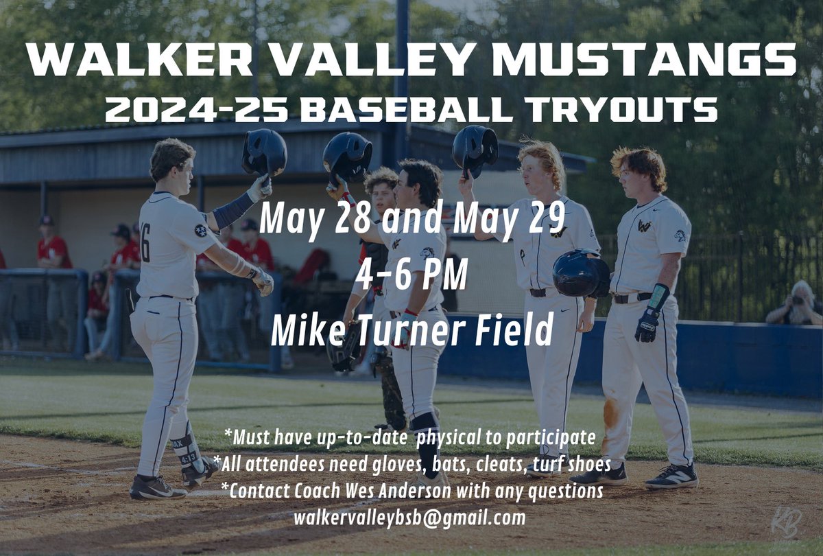Interested in being a part of Walker Valley Baseball? 2024-25 Program Tryouts are set for May 28 and May 29 for all players interested in playing in our program. Interested players must have a valid physical and bring all gear necessary. @Ocoee_Baseball