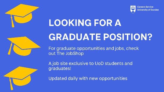 Looking for a graduate position? For graduate opportunities and jobs check out @UoDCareers JobShop – a job site exclusive to UoD students and graduates. Updated daily with new opportunities: buff.ly/2ITCeWW #ExploreDevelopConnect #UoDCareersJobsoftheWeek