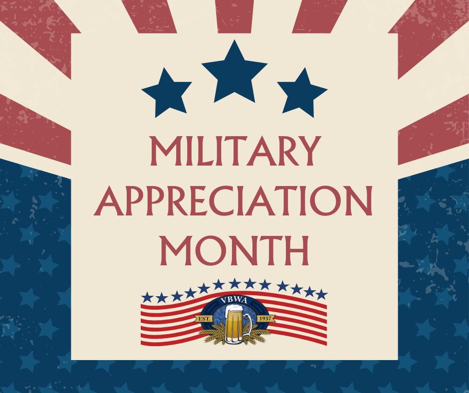 Thank you to the dedicated people currently serving in the United States military. CHEERS!

#VBWA #BeersToThat #CheersToThat #MilitaryAppreciationMonth #MilitaryAppreciation #NationalMilitaryAppreciationMonth #ArmedForces #SupportOurTroops #MilitaryLife  #SaluteOurForces
