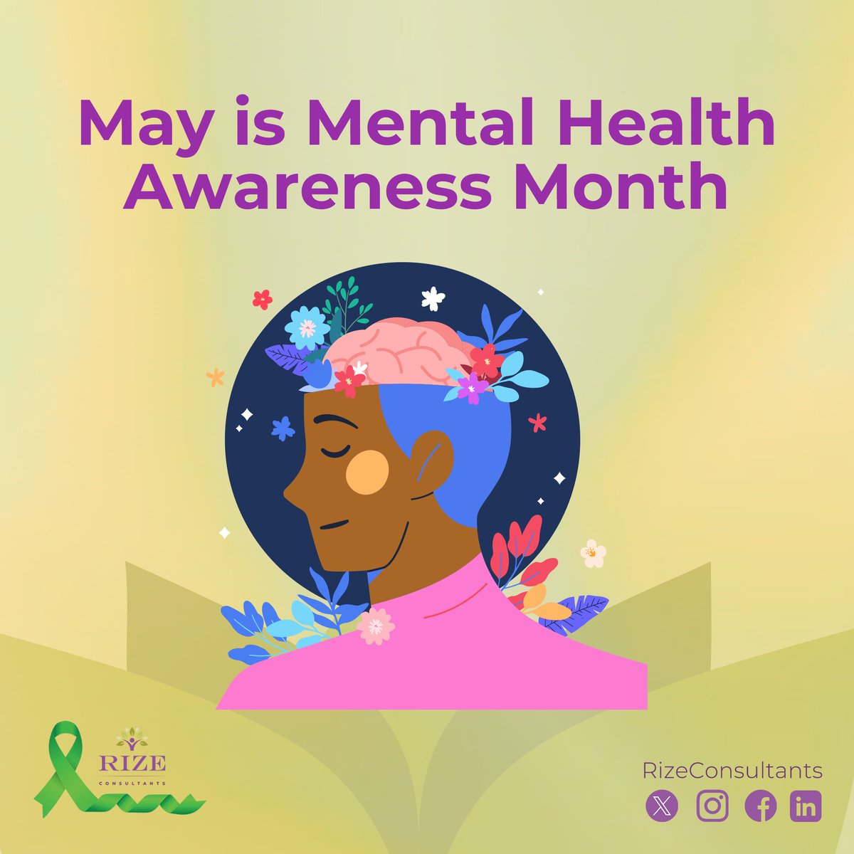 May is Mental Health Awareness Month! Be kind to yourself; self-care is essential. Prioritize well-being and support each other. 

#RizeConsultants #MentalHealthAwareness #SelfCareIsEssential #BeKindToYourMind #PrioritizeWellBeing #HealthyMinds