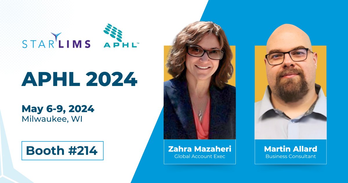 APHL is around the corner! Have you booked time to meet with Zahra Mazaheri and Martin Allard?

Meet us at Booth #214 to learn about our next-generation LIMS for Public Health: LPH 1.0. It's sleeker, faster, and has a streamlined UI!

#LabMedicine #APHL #PublicHealth #LIMS