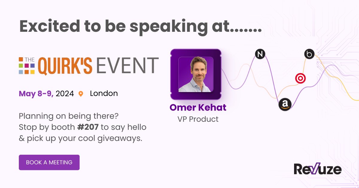 💥 The Revuze Team is headed to London for the upcoming @QuirksMR event. Don't miss a very special session featuring our own VP of Marketing, Omer Kehat! Book a meeting now 👉: hubs.la/Q02vGcWB0 #consumerinsights #marketresearch #ecommerce