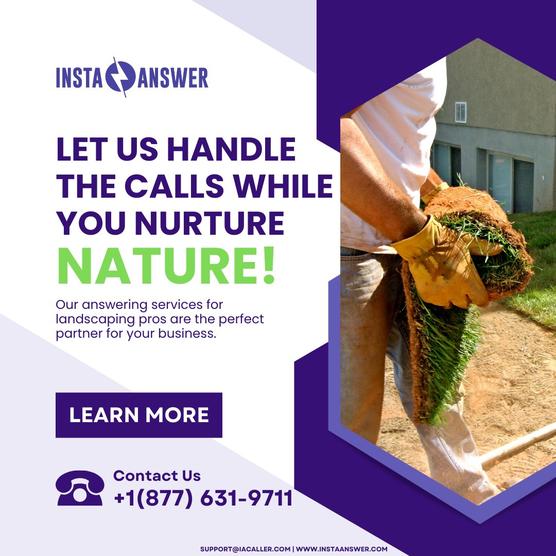 Let us handle the chatter while you bring nature to life! From inquiries to appointments, our answering services keep your lines open and your clients happy.

Call (877) 631-9711 or email support@iacaller.com today!

#InstaAnswer #CustomerService #LandscapeArt #CustomerSuccess