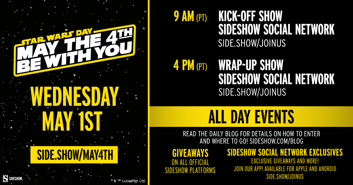side.show/1wylg Welcome to Day 1 of our STAR WARS™: May the 4th event! Be sure to check out our event schedule for all the livestreams and giveaways happening today! #StarWars #MayThe4th