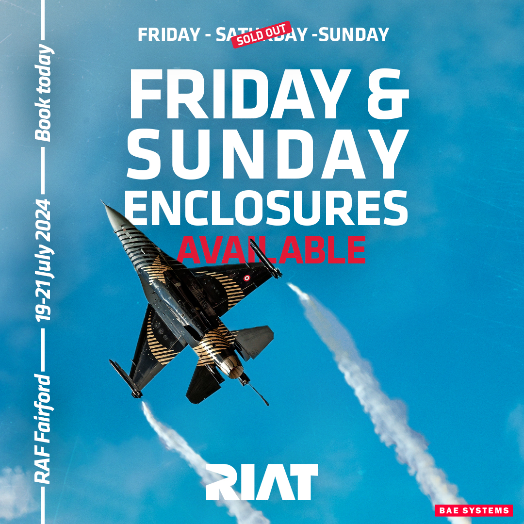 Saturday enclosures may be sold out, but Friday and Sunday enclosures are still available! ✅ Don't miss out, secure your RIAT enclosure experience by clicking here: bit.ly/packages24 #RIAT #RIAT2024