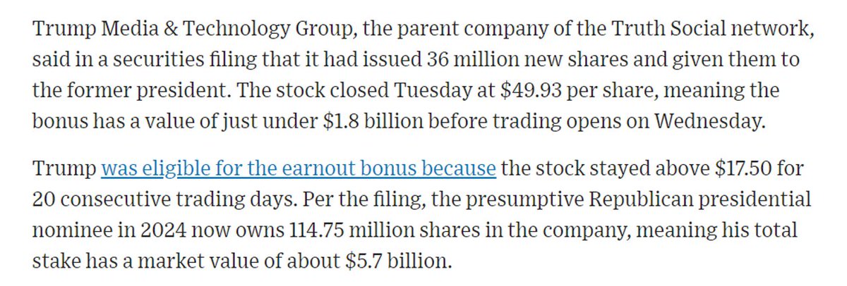 EpsilonTheory's tweet photo. Trump's stake in #DJT is now worth $5.7 BILLION, courtesy of Susquehanna and Jeff Yass, who orchestrated this thing from the start.

Meanwhile, CNN covers this bogus Trump show trial like it was OJ, and everyone else is 24/7 on LARPing student clowns.

IT'S. ABOUT. THE. MONEY. https://t.co/U0POyRzww5