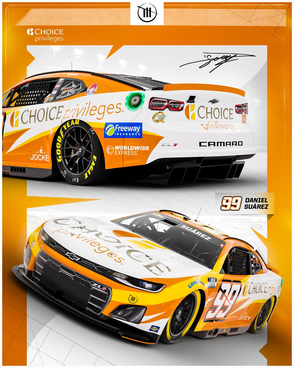 Can’t wait to see this good-looking speed machine make its debut this weekend. Gracias a @ChoiceHotels por este diseño padrísimo. 🧡🤍💛