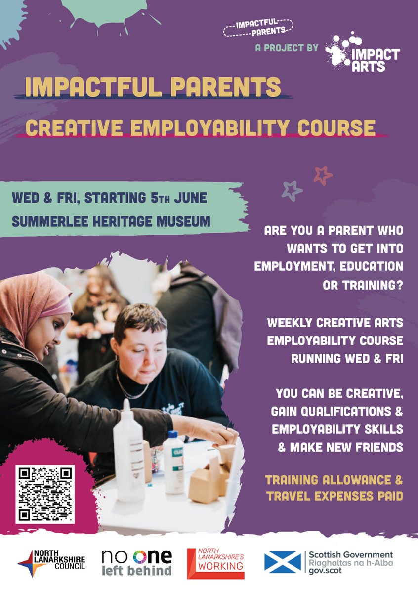 #ImpactfulParents is coming back to #NorthLanarkshire next month! A transformative #employability project for unemployed parents. Wednesdays & Fridays, at @SummerleeMuseum Sign up & more info: shorturl.at/cgA24