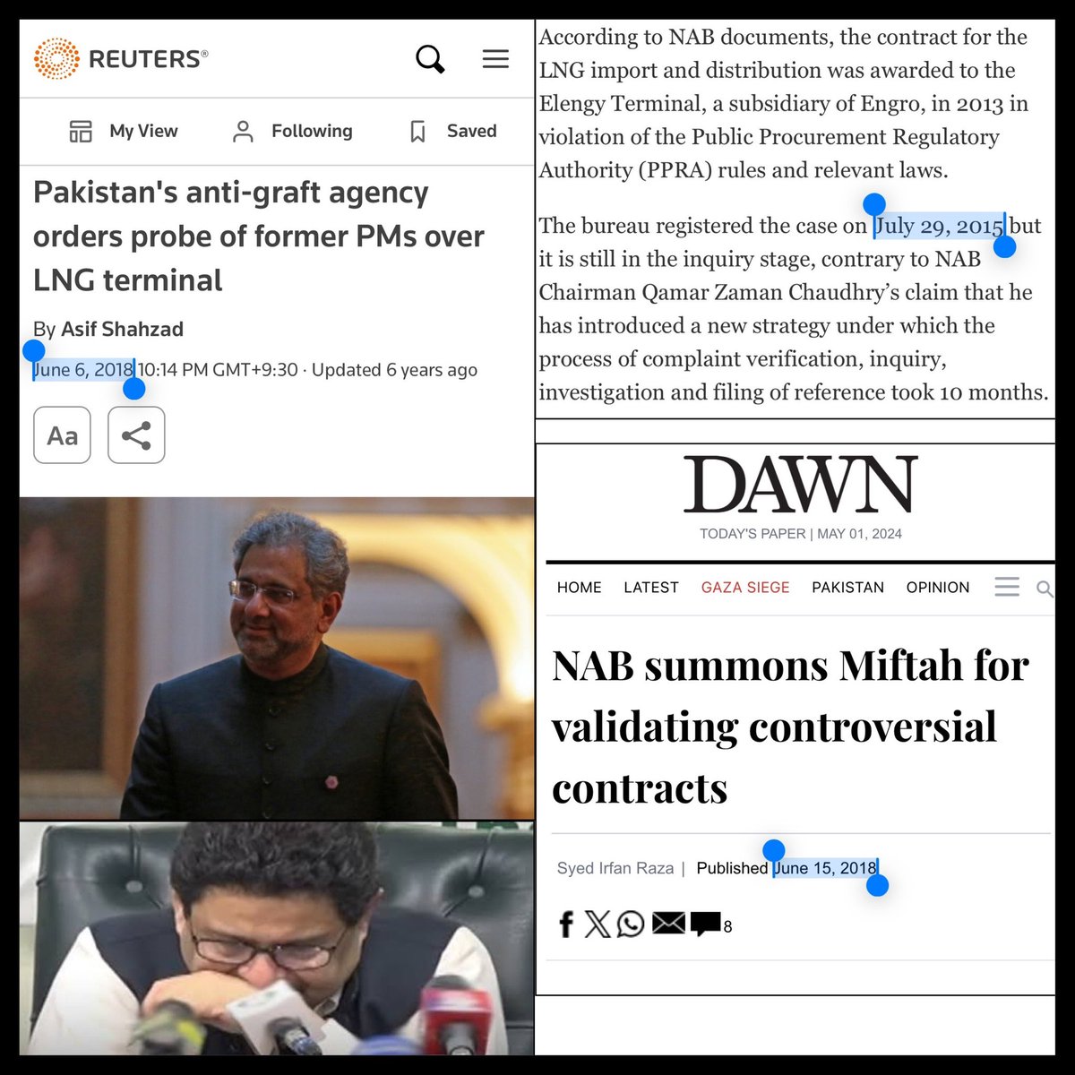 'Intellectual Honest(y) & Moral Courage' 

Miftah himself failed to tell his audience 

LNG Scam inquiry was authorised by NAB Chairman Qamar Zaman under Nawaz Sharif govt on 29th July 2015, reopened in June 2018 by caretaker government. 

@ImranKhanPTI had nothing to do with it