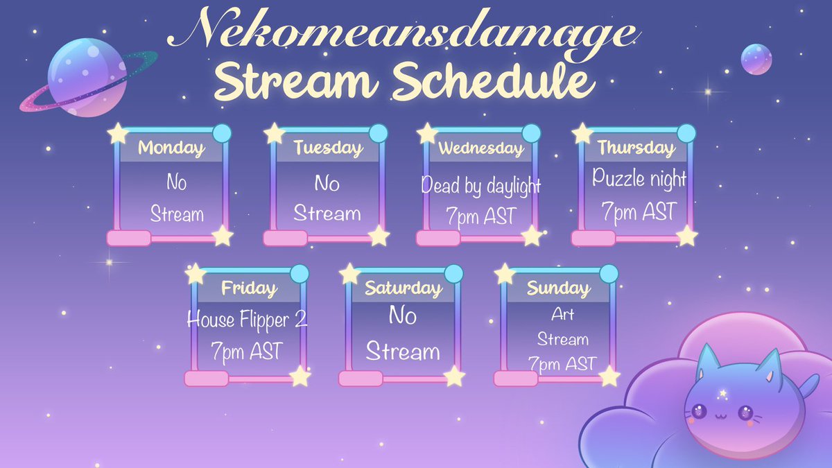 ✨This weeks twitch stream schedule ✨

✨Changes may happen✨🤭

#twitchaffiliate #twitchstreamer #twitchgamer #twitchgirls #StreaerCommunity #streamingschedule