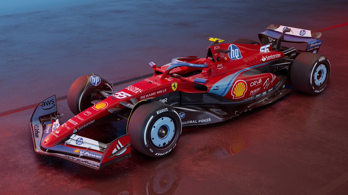 FerrariF1FRA's tweet image. 🔴 OFFICIEL : Ferrari dévoile sa livrée pour le Grand Prix de Miami.

Du bleu pour célébrer le 70ème anniversaire de la présence de la marque aux États-Unis.

(📸 @ScuderiaFerrari)