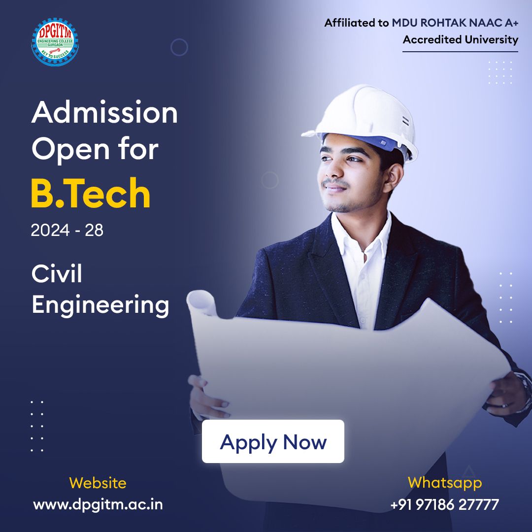 Apply now: t2m.co/vcXpG5S  

#admissions2024 #collegeadmissions #gurugram #gurgaon #engineering #DPGITM #btech #btechadmission #civilengineering #admissionopen
