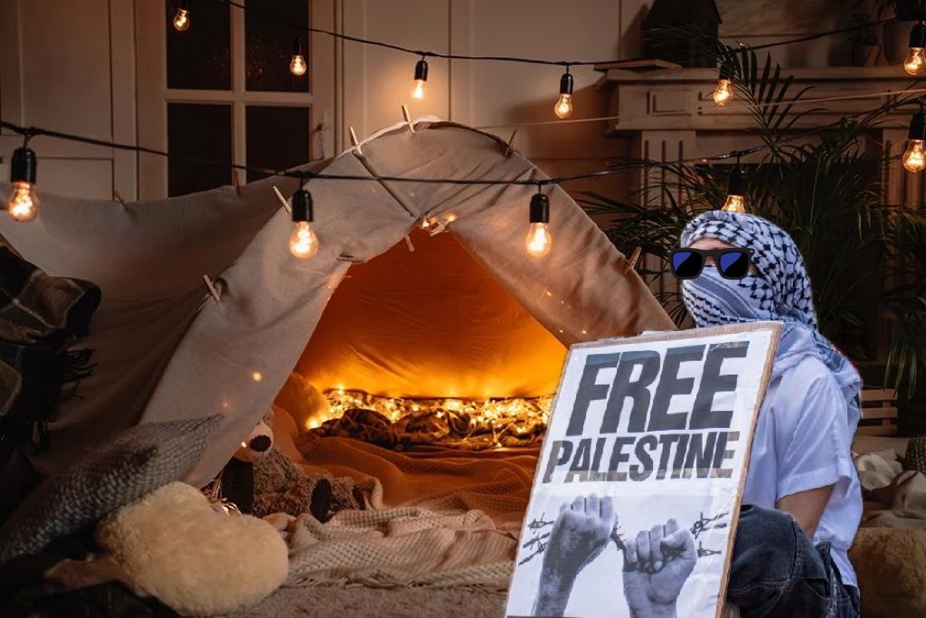 I woke up to find my husband protesting downstairs at the University Of Phoenix.  I’ll miss SoulCycle today because he bolted the doors but it’s worth it if it frees Palestine.  ✊🏼🇵🇸 #blessed