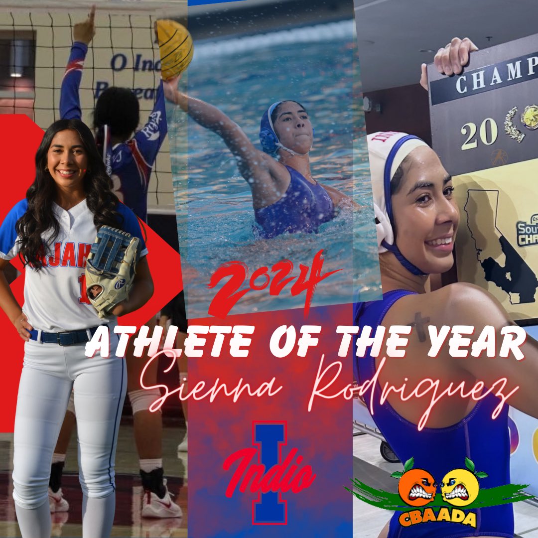 CBAADA Female Athlete of the Year, SIENNA RODRIGUEZ! Congrats, Sienna!! #CIFChamp #RajahThat

@IHSRajahs @IndioHS_Sports @DesertSandsUSD @DesertSunSports @shad_powers @BlakeArthur24 @takesbytal @timobrientv @RajahsVB @Rajah_Softball