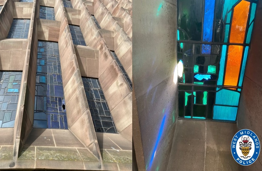 #APPEAL | We're appealing for information after the Baptistery Window at Coventry Cathedral has been damaged.

It's believed to have happened sometime between 4pm on Sunday & 8am on Monday.

You can contact us via Live Chat on our website, or by calling 101, & quote 20/451519/24.