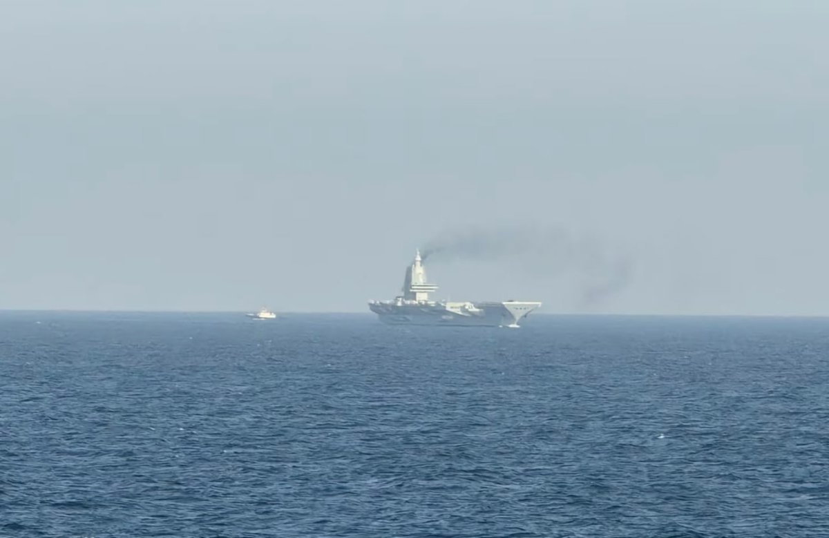 And another image showing the Fujian out at sea …