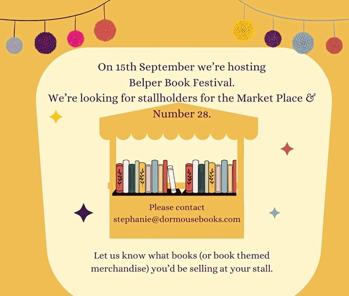 My #MidweekMention is @dormousebelper.

Please support & share this #IndieBookshop's determination to host an inaugural Book Festival in #Belper this September with indie authors/publishers or those within the publishing industry willing to make this event successful. 📚