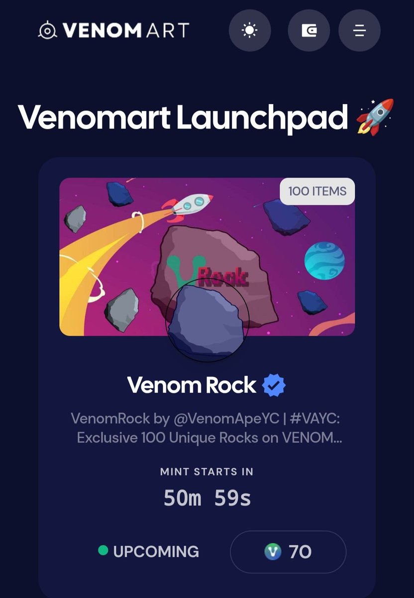 Under 50 minutes left to mint @_VenomRock. I hope all OGs mint it quickly. It’s first come, first served...🚀🎉

venomart.io/launchpad/veno…

#VenomLaunch @VenomFoundation