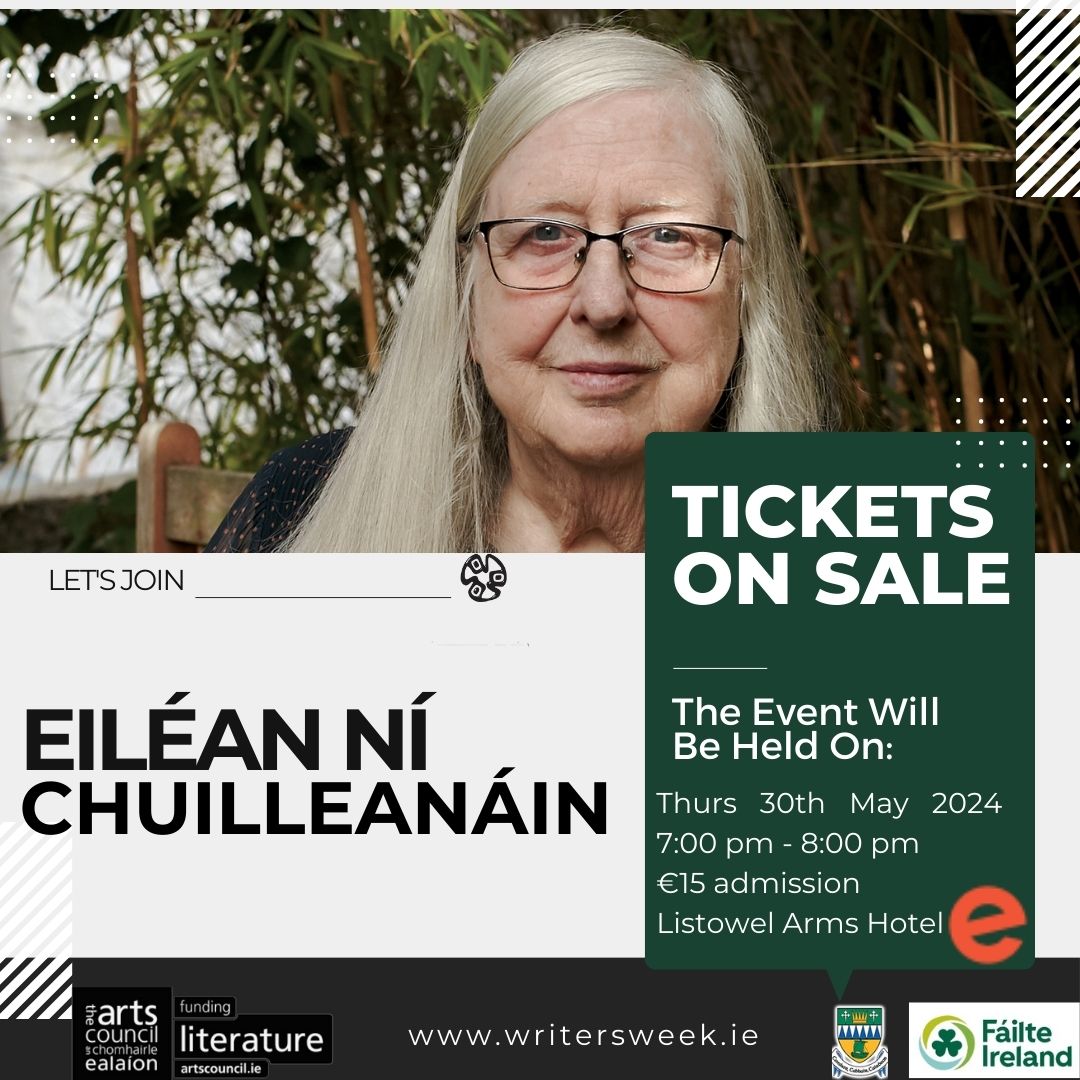 A poetry reading with Eiléan Ní Chuilleanáin at Listowel Arms Hotel, Thursday 30th May 2024!

🎟️: writersweek.ie/programme

#artscouncilsupported #failteireland #kerrycountycouncil