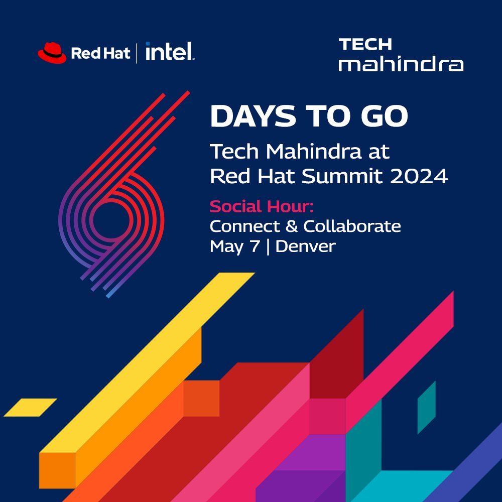 Meet @Tech_Mahindra at the Red Hat Summit'24 where we're hosting a Social Hour in collaboration with @RedHat and @intel

Get ready to connect and explore the latest #AI & open-source technologies

Register: techmahindra.com/en-in/events/t…

#TechMAtRedHatSummit2024 #RHSummit #ScaleAtSpeed