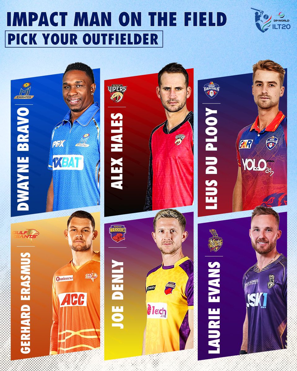 A decisive catch in the outfield often changes the complexion of a match! Who is your pick to make a solid impact? 🔥 #DPWorldILT20 #AllInForCricket