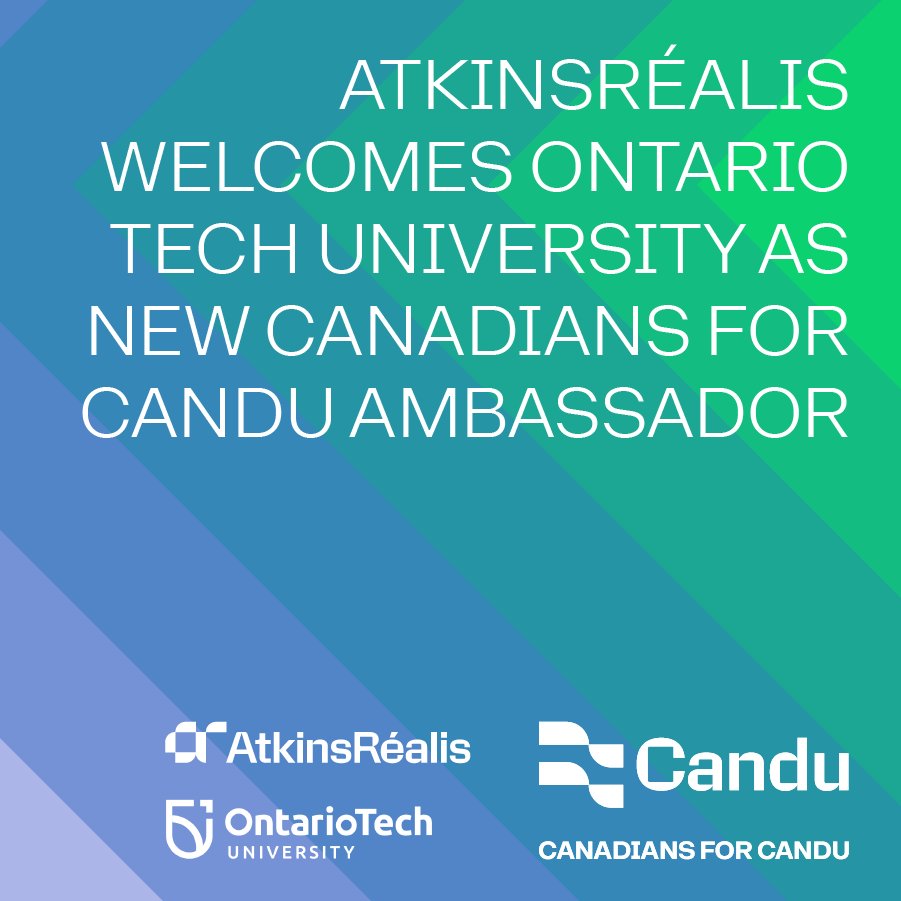 We’re excited to announce @ontariotech_u has joined the #CanadiansForCANDU campaign as the fourth ambassador. Learn more about how we’ll be partnering with the STEM-focused Canadian University: atkinsrealis.com/en/media/trade… #CanadiansForCANDU