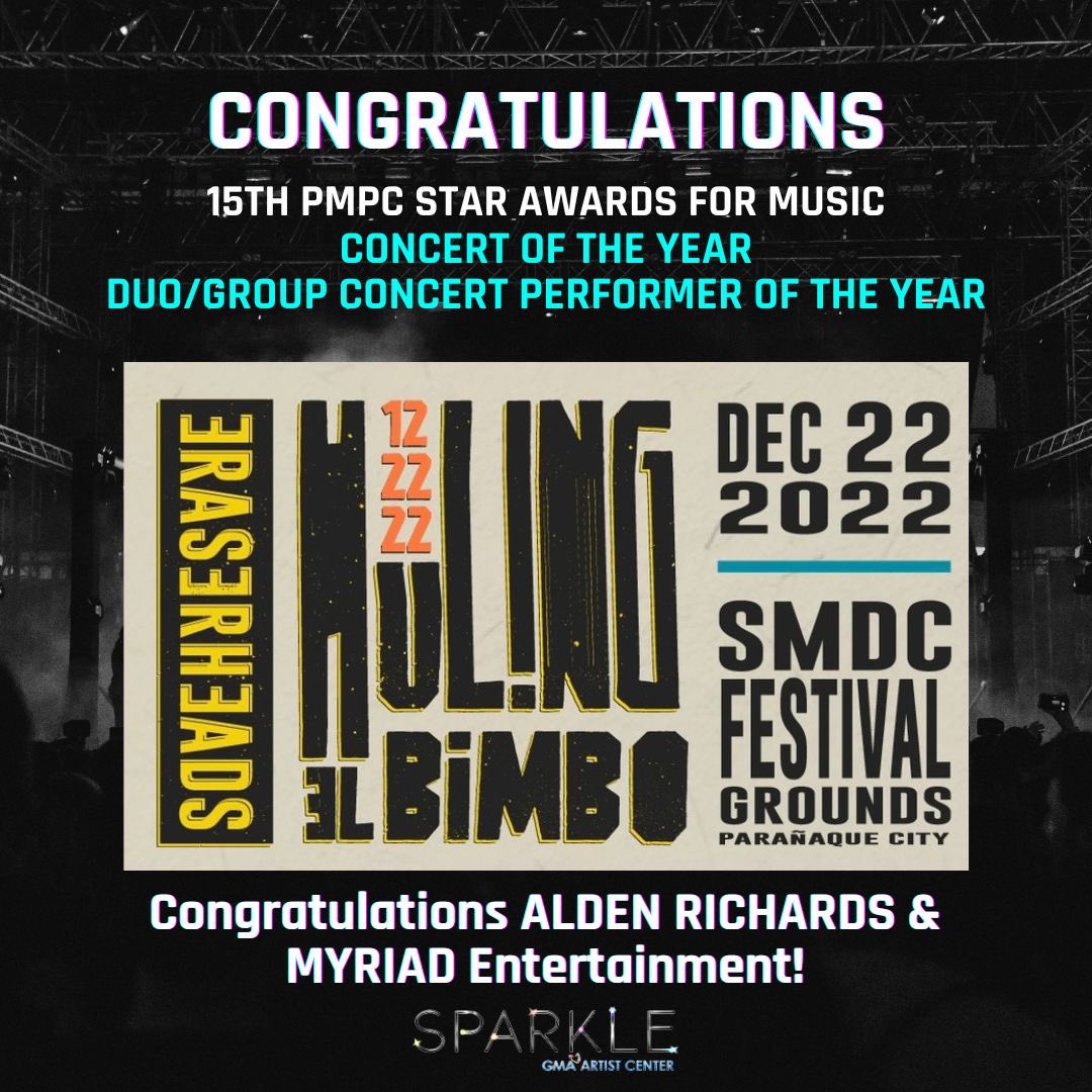 A massive round of applause goes out to Alden Richards and Myriad for bagging the ‘Concert of the Year’ award for the epic #HulingElBimbo concert production at this year’s PMPC Star Awards for Music!