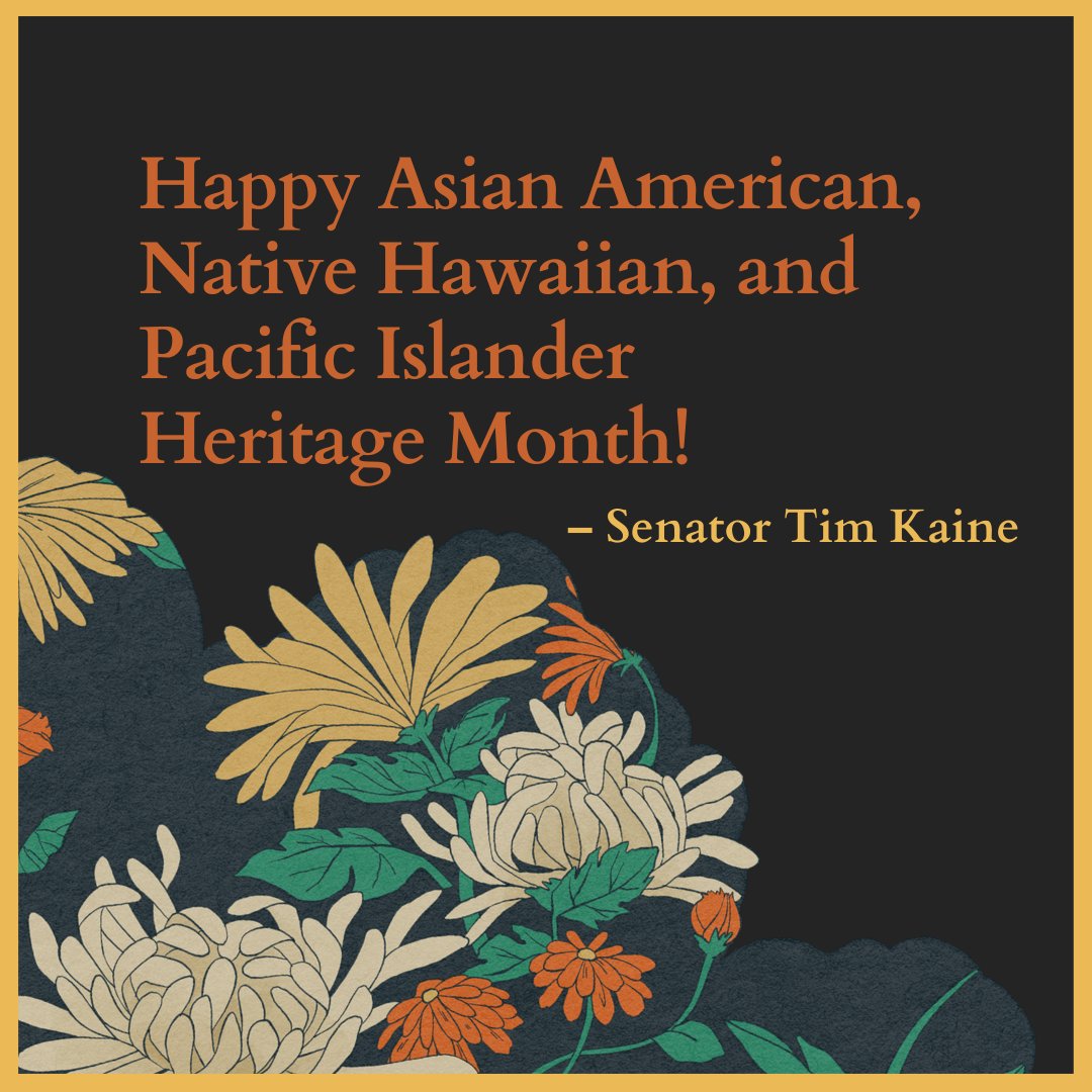 Happy Asian American, Native Hawaiian, and Pacific Islander Heritage Month! This month is an opportunity to celebrate the remarkable cultures, achievements, and contributions of AANHPIs in Virginia.