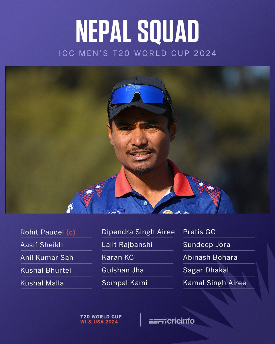 JUST IN: Nepal have named their squad for their return to the #T20WorldCup, ten years after their first appearance in 2014 🇳🇵