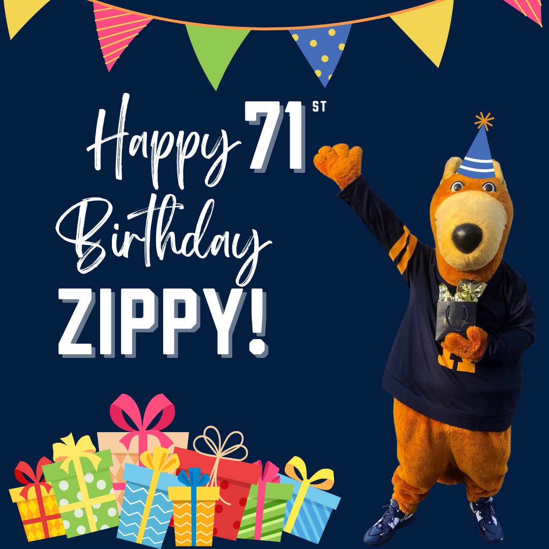 Help us wish our special girl all the best on her special day! 💙🎉💙🎉💙 71 never looked so good! We love you, Zippy! 

If you're on or around campus today, stop by the Jean Hower Taber Student Union between 11:30am -1pm to sign her birthday card and wish her well!