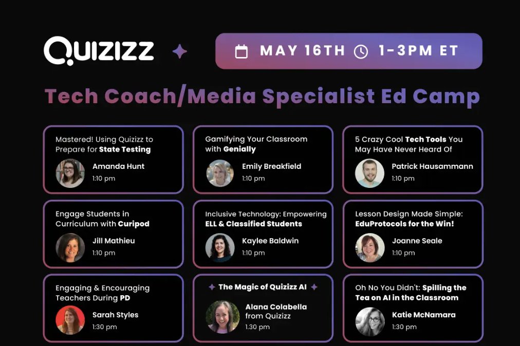 KyleNiemis's tweet image. This event is for all those who supports educators in the world of #edtech! I'm talking coaches, librarians, and teacher leaders 😎
We are having our huge spring Ed Camp for Ed-Tech leaders hosted by Ed-Tech leaders, May 16th from 1:00- 2:30 ET!
Register here:…