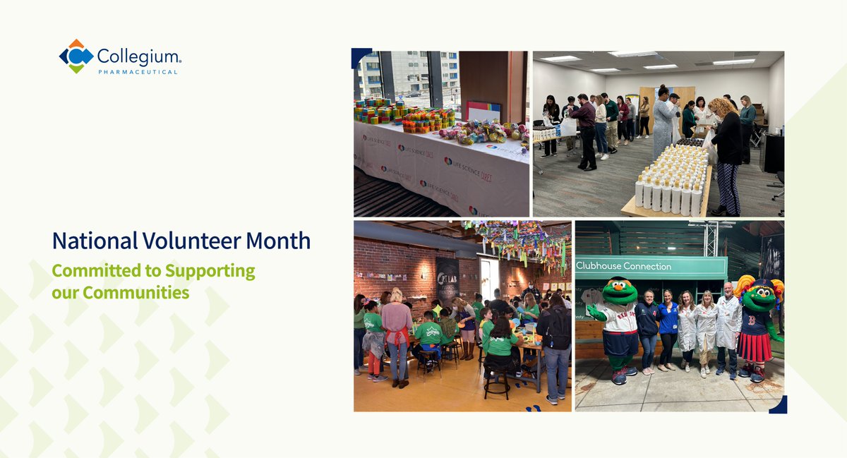 Collegium’s commitment to community is woven into everything we do. As National Volunteer Month ends, we want to thank @SciScientists, @LS_Cares, @kidsintechorg, @RedSoxFund and @BHCHP for helping us support our neighbors, this month and year-round.