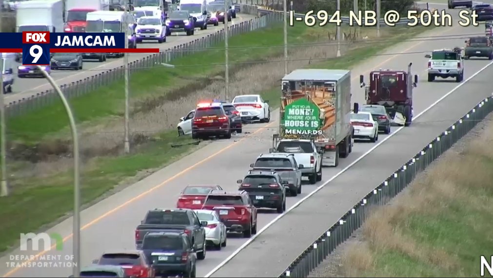 Oakdale - 

Crash on I-694 NB near 50th is blocking the left lane (8:15AM)