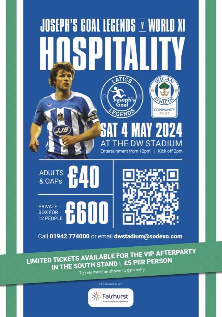 THREE DAYS TO GO TO THE BIG DAY! We now have only ONE executive box remaining, and hospitality is filling up fast…so you’d better move quickly if you want to be of this year’s Latics Legends event in the comfort of upstairs! 😋 Ticket details👇 💙 #wafc eticketing.co.uk/wiganathletic/…