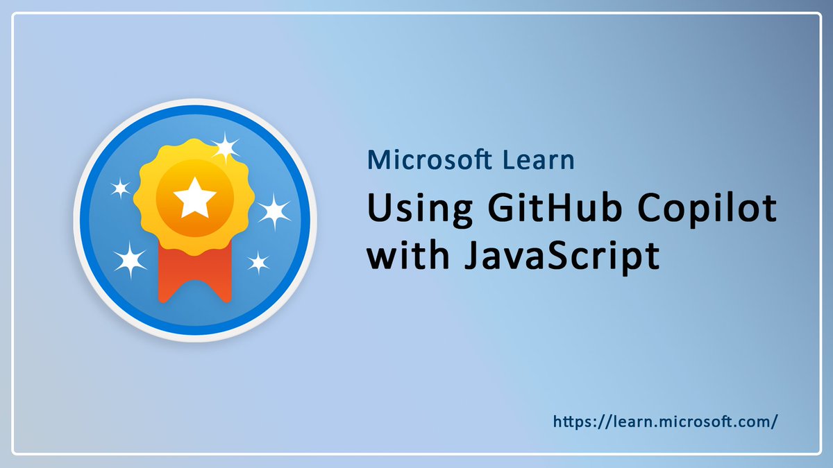 Did you know you can use GitHub Copilot for working with JavaScript? Complete the free Microsoft Learn module to find out how to get autocomplete-style suggestions as you work with JavaScript. #GitHubCopilot #JavaScript msft.it/6015YyTwW