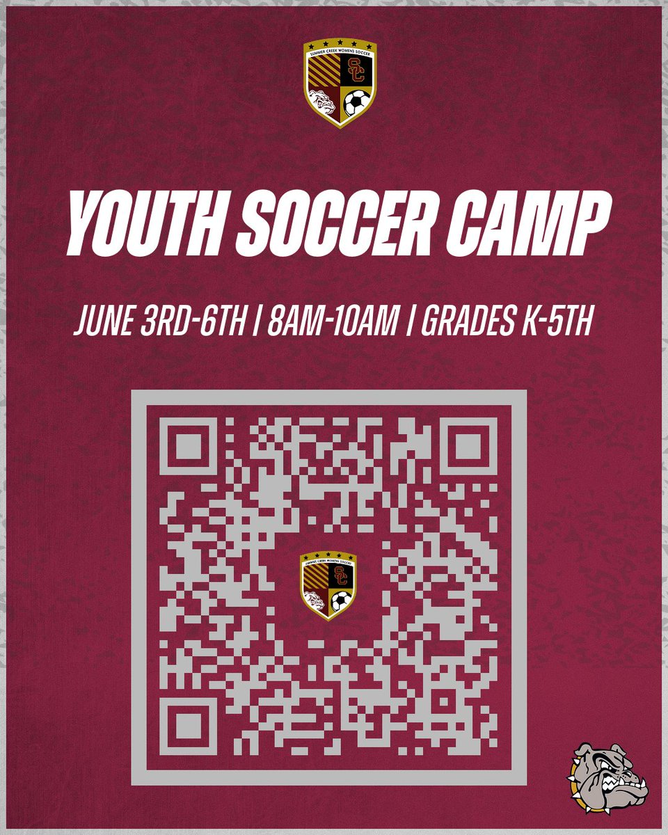 Calling all elementary soccer players! Join us this summer for our Youth Soccer Camp, June 3rd - 6th. Camp is open to all boys and girls that are incoming K-5th grade. Follow the QR code for more information! We hope to see you there! @HumbleISD_SCHS @HumbleISD_Ath