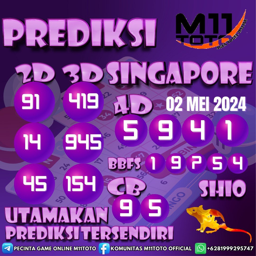 🎱PREDIKSI TOGEL #M11TOTO🎱
02 Mei 2024
#M11TOTO situs online Terlengkap dan Terpercaya di Indonesia✨

✨ Minimal deposit 10.000
✨ Minimal withdraw 25.000
✨ Bonus new member 20%

LINK DAFTAR  »  shorturl.at/bghI2

#togelonline #togelsydney #togelsingapore