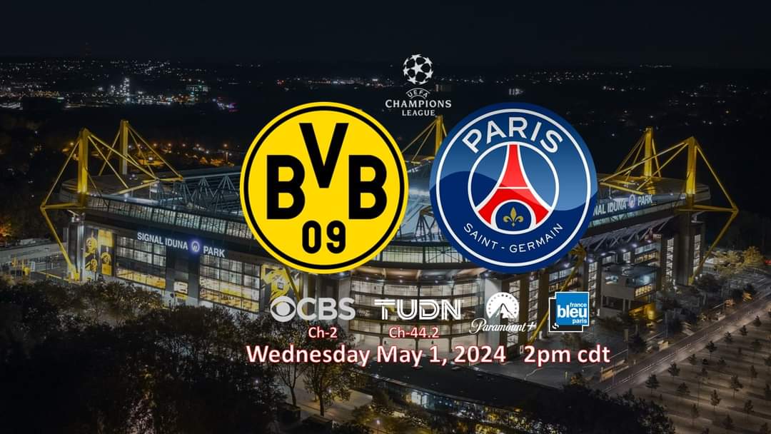 MATCH DAY! UEFA Champions League @ChampionsLeague Semi Final - 1st leg @BVB V @PSG_inside 2pm cdt Chicago Watch party - @AJHudsons (Grace & Ashland- Chicago) *I won't be at pub for match due to a commitment that I am unable to change, so watching from home
