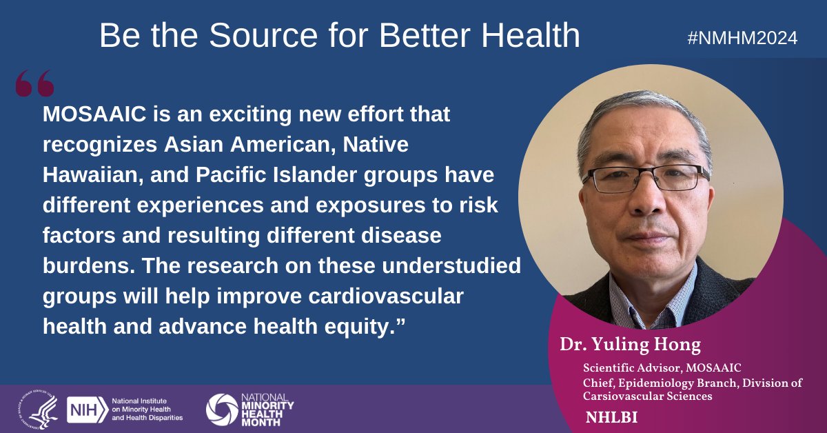 We’re highlighting Dr. Yuling Hong as a #SourceForBetterHealth! Dr. Hong serves as the Scientific Advisor for MOSAAIC, a study aimed at improving cardiovascular health & health outcomes in Asian American, Native Hawaiian & Pacific Islander communities. #AANHPIHeritageMonth