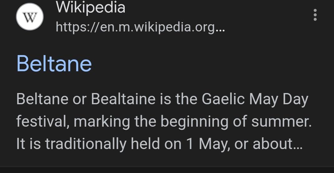 Bealtaine I should have written, I'd say
Foolish me looking up spelling on  @Wikipedia 🫤