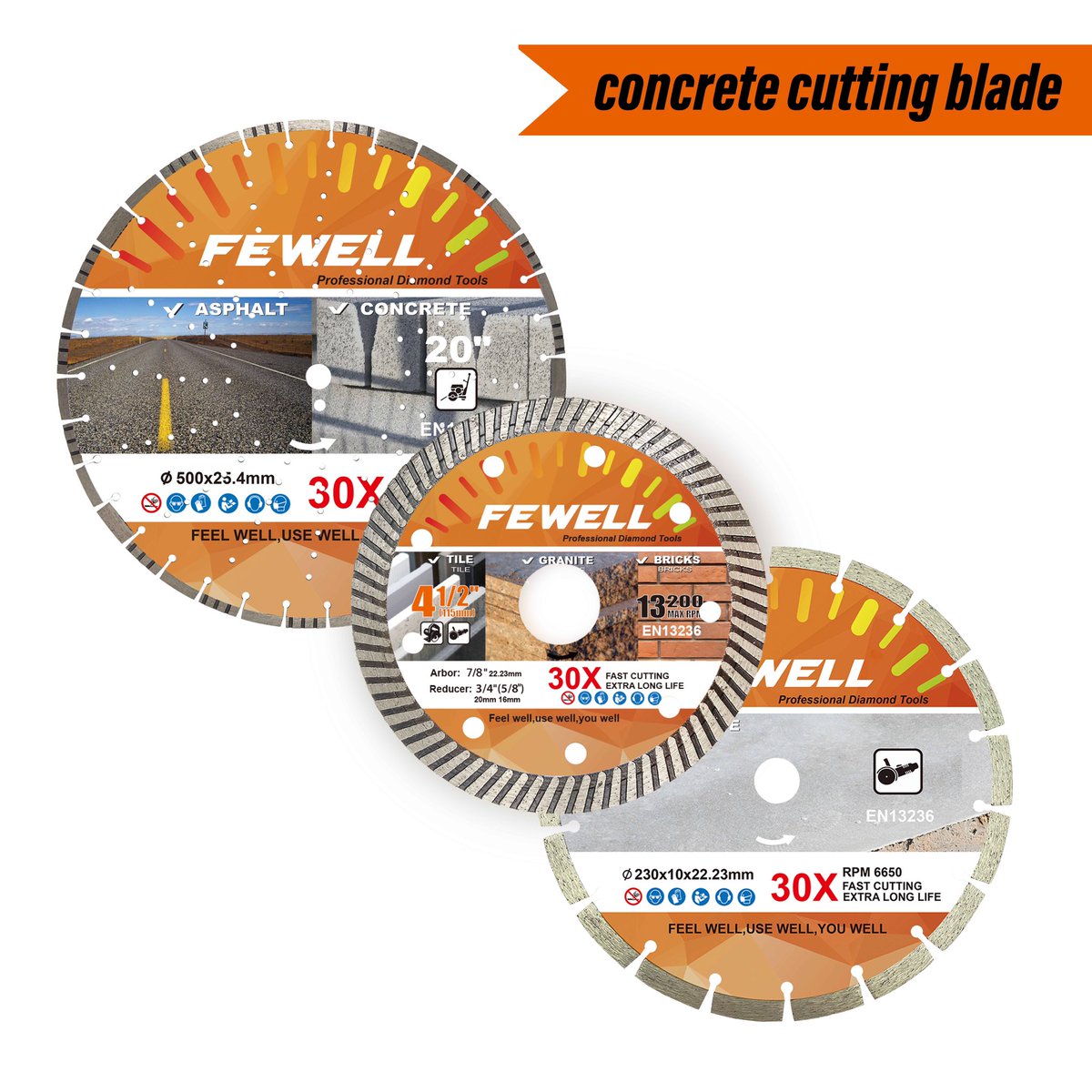 FEWELL professional diamond saw blades for cutting concrete in various varieties and sizes.#diamondsawblade  #cuttingconcrete  #diamondcuttingblade  #cuttingtools  #cuttingblade  #diamondtools #handtools #diamondturboblade  #fewell  #concrete