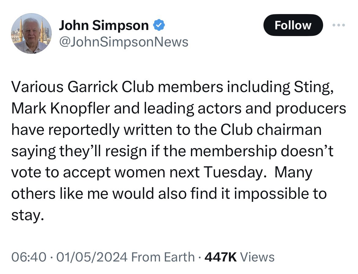 I for one will be waiting with bated breath to see if some elite twat men let a few elite twat women into their elite twat club.