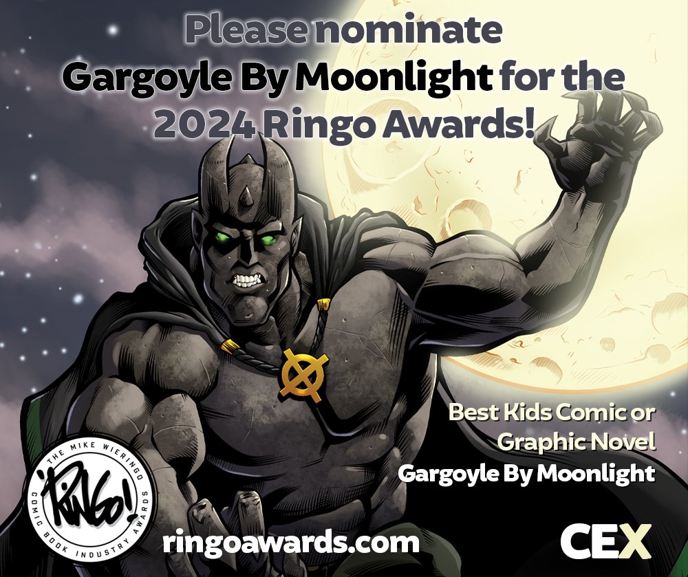'Gargoyle by Moonlight' is a fantastic read for kids of all ages! Let's nominate it for Best Kids Comic or Graphic Novel in the Ringo Awards 2024. Vote now: ringoawards.survey.fm/ringo-awards-2… #RingoAwards #GargoyleByMoonlight