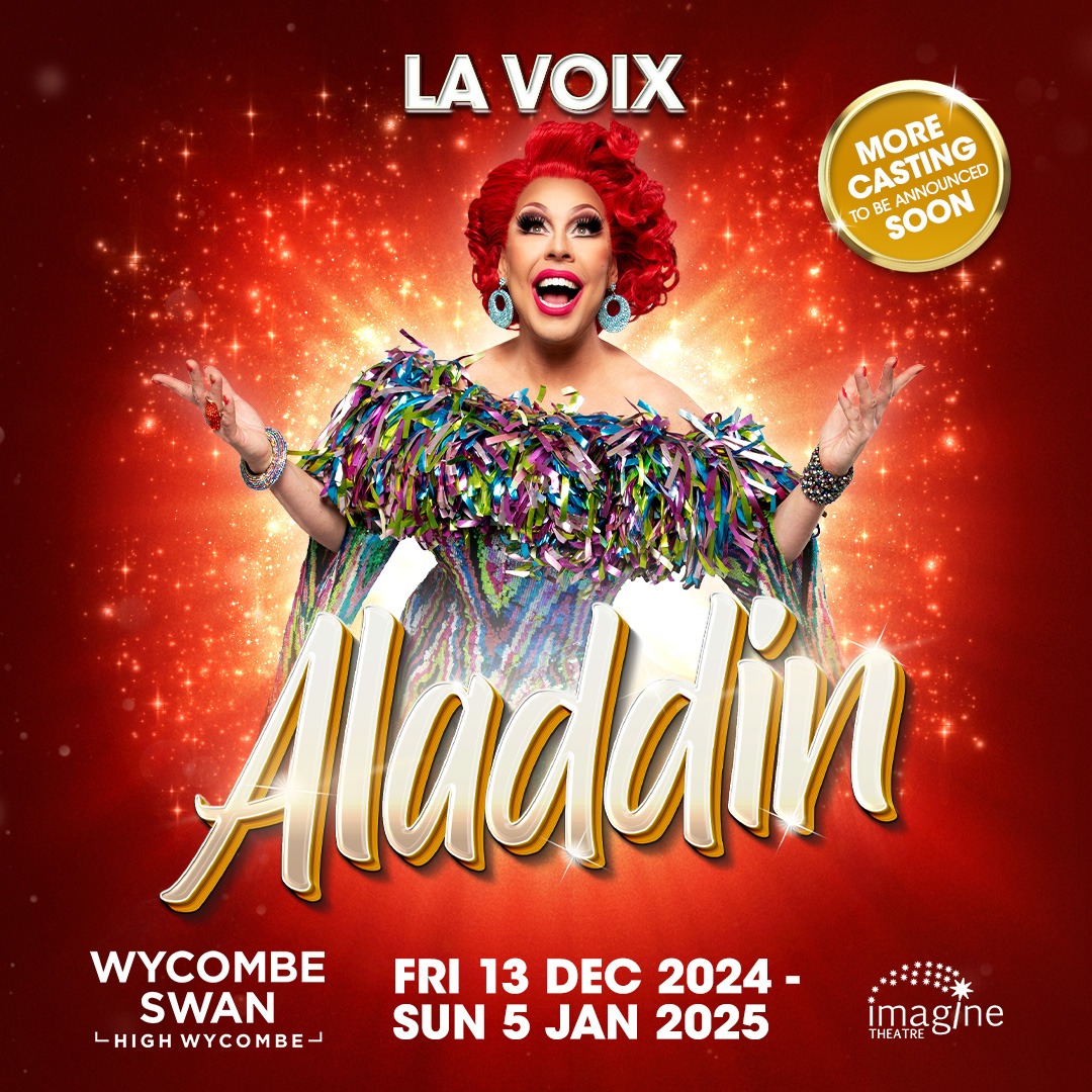 BREAKING! La Voix returns for Wycombe Swan's family pantomime this year! 🎭 “Darlings! Brace yourselves…it’s a return! Some would say revenge, but I am absolutely thrilled to be returning to the Wycombe Swan to appear in Aladdin!' #LaVoix @wycombeswan @Imagine_Theatre