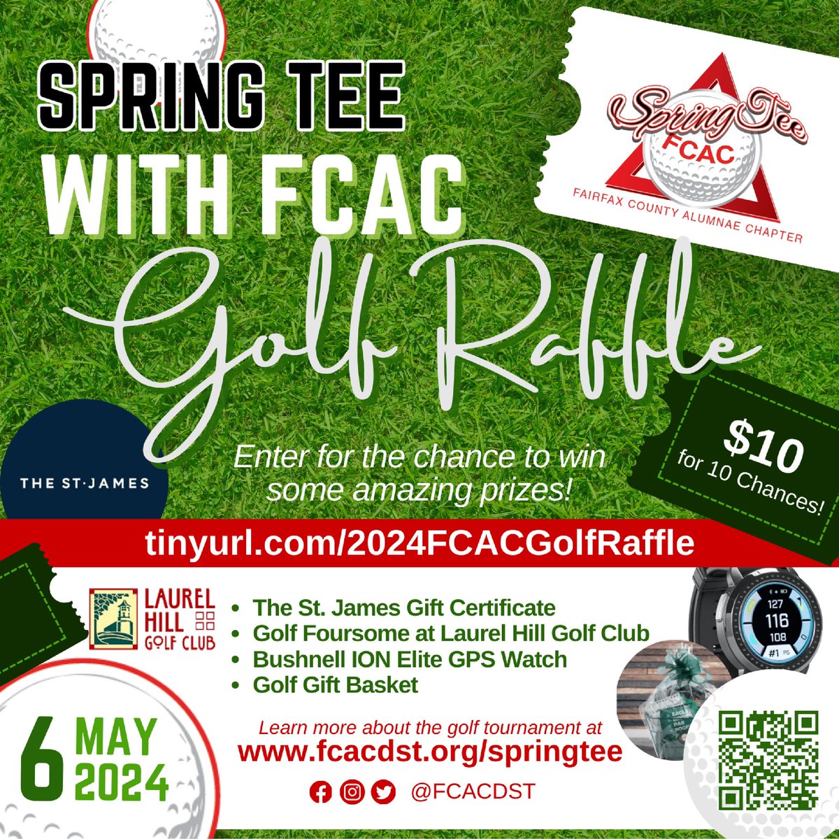 FCACDST's tweet photo. You can still support our scholarship and programming efforts by purchasing golf raffle tickets! $10 for 10 chances to win some great prizes for the golfer in your life. You have until Monday at 11am to visit https://t.co/05dQRYtIlU #FCACDST #SpringTeeWithFCAC #Scholarships https://t.co/MTdysu9uDr