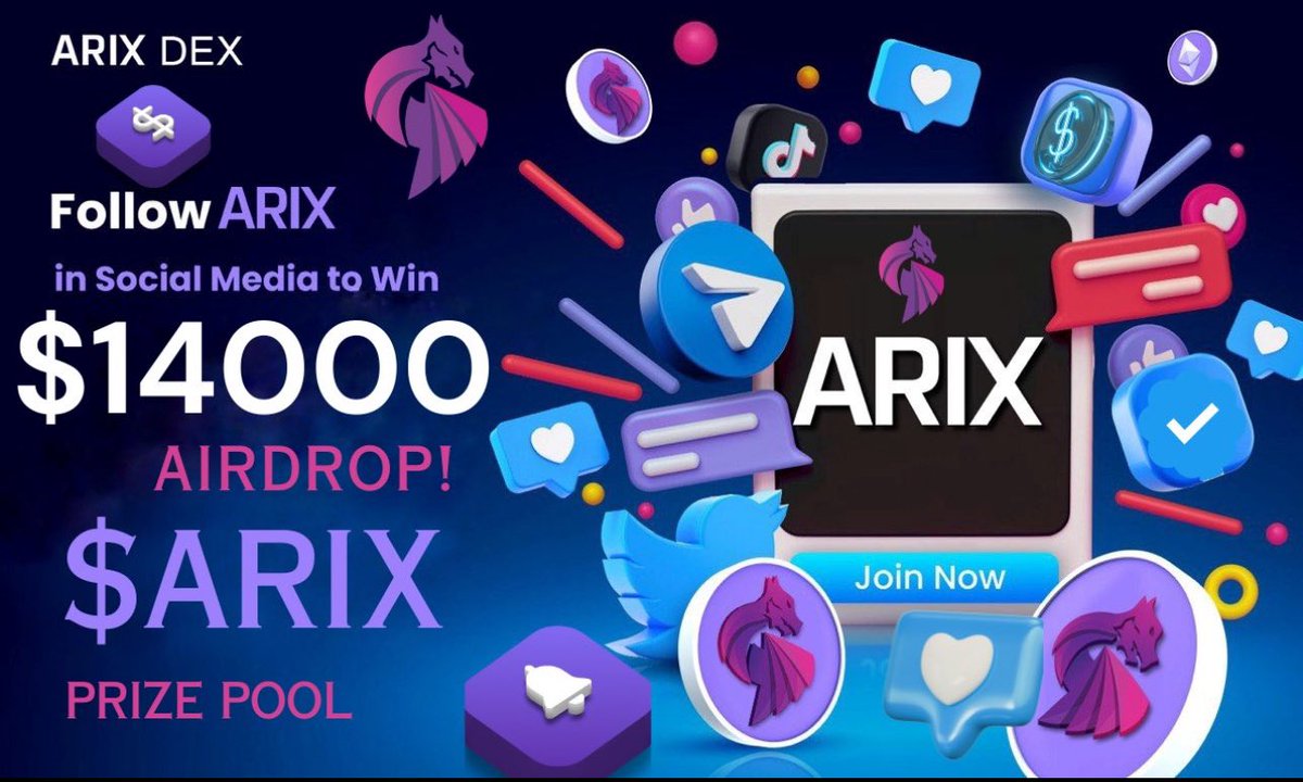 🔥#AIRDROP🔥🔥 1️⃣Follow @arixdexofficial 2️⃣ Repost this post 3️⃣ Tag 3 friends 4️⃣ Comment the ( $ARIX )in here 👇& your-wallet BSC 5️⃣ follow telegram group 👉 t.me/ArixExchange 🌒 Airdrop will end on may 25 , 2024