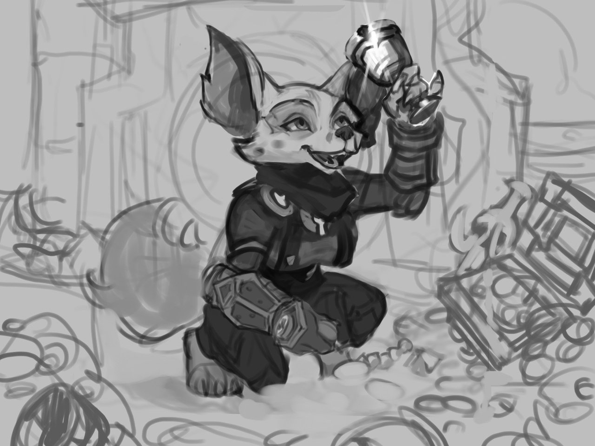 WIP sketch of a lovely vulpera for @Grandiose252 🦊