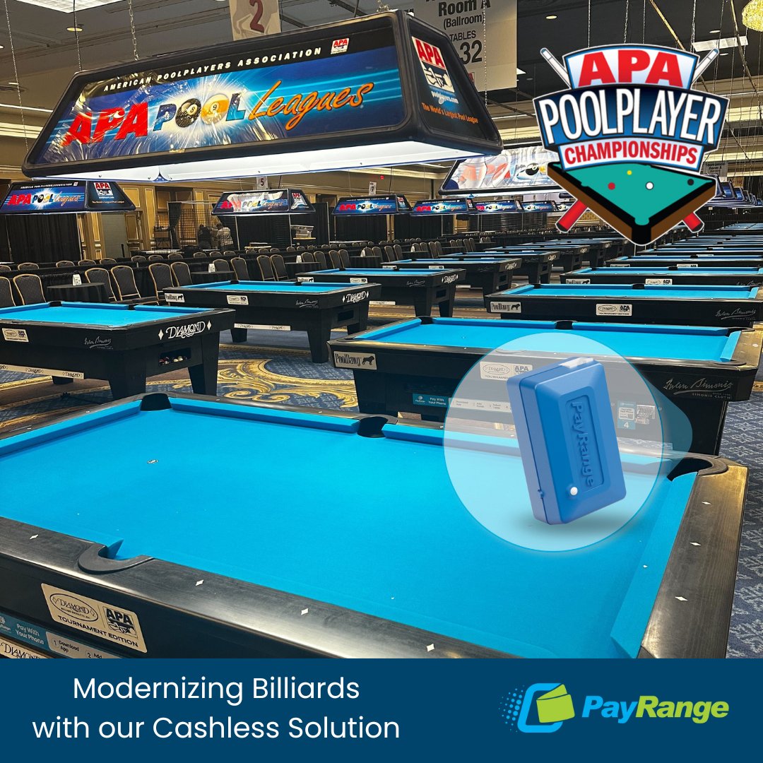Get ready to rack 'em up at the APA show! PayRange installed BluCue on more than 300 Diamond Billiard tables, transforming them into state-of-the-art, mobile payment-ready pool tables! Start your game with a simple tap! Enjoy and good luck!

<a href="/poolplayers/">APA Pool League</a>

#APAPoolplayers